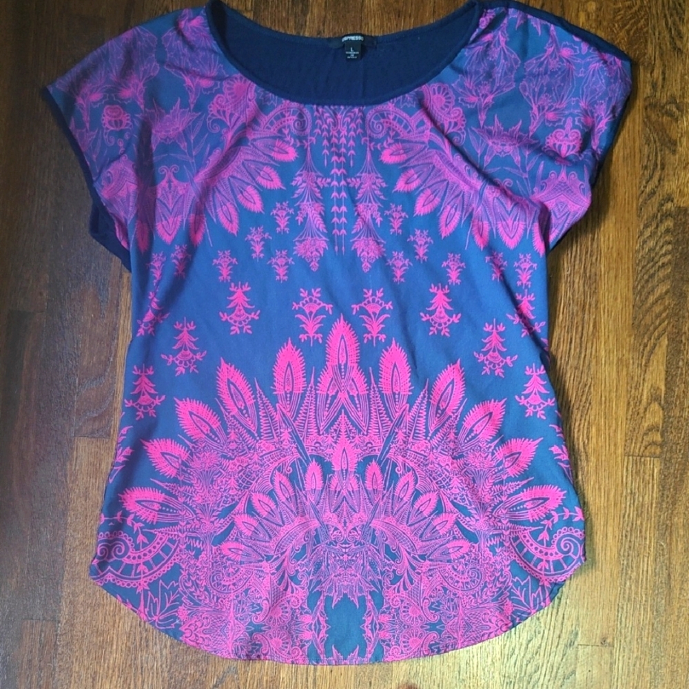 Espresso Navy and Magenta Blouse